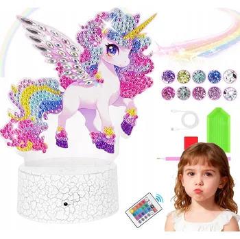 Diamantové malování Diamantové malování 3D Jednorožec, Noční lampa