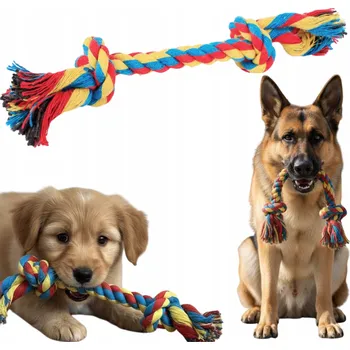 Hračka pro psa KOUSÁTKO PŘETAHOVADLO PRO PSA ŠKUBÁNÍ HRAČKA PRO STŘEDNÍ PSY BAREVNÝ PROVAZ 28CM