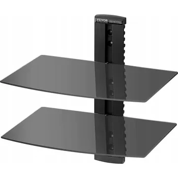 Televizní držák Skleněné nástěnné police 2-patrové 18 kg držák na TV moderní do obýváku