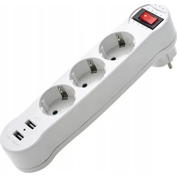 Elektrická zásuvka ROZBOČKA SÍŤOVÝ 3 ZÁSUVKY ZÁSUVKA ROZDĚLOVAČ PORTŮ 2 USB