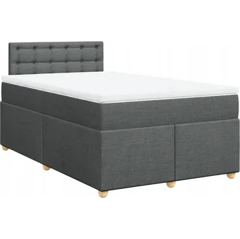 Postel Kontinentální postel 200x120 cm tmavě šedá s matrací a topperem