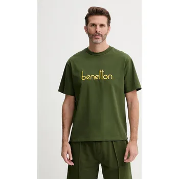 Pánské tričko Bavlněné tričko United Colors of Benetton 3MI6U109O zelená 78X, vel. S