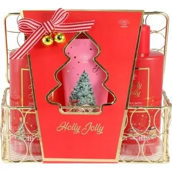 Kosmetická sada AURORA Vánoční Dárková sada Holly Jolly Košík 4 ks. Růže