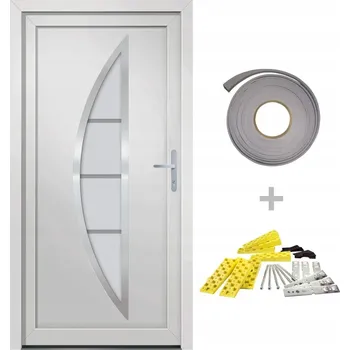 Vchodové dveře Vchodové dveře PVC bílé, nastavitelné panty 3D, 98 x 190 cm