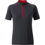 James & Nicholson (Daiber) Dámský cyklistický dres s krátkým zipem JN513 - Titanová / tomato | S