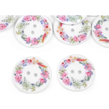 Knoflík Knoflík s květy velikost 48" 10 kusů v sáčku - 1 bílá