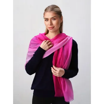 Šála Prstýnková pašmína exclusive ombré tmavě růžová