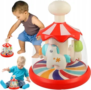 Hračka pro nejmenší Barevní koníčci Červený Káča Kolotoč Hračka se zvukem Stator Z1089