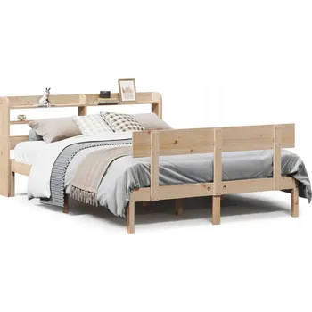 Postel Dřevěná postel z borovice 222,5 x 160 x 82 cm s úložnými policemi