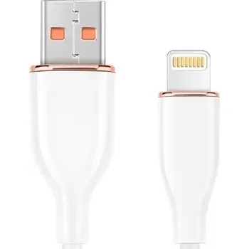 Počítač USB-A na 8pin silikonový kabel pro nabíjení a přenos dat, bílý