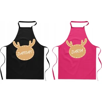 Kuchyňská zástěra Kuchyňská zástěra pro pár s vánočním motivem - sobíci + jména