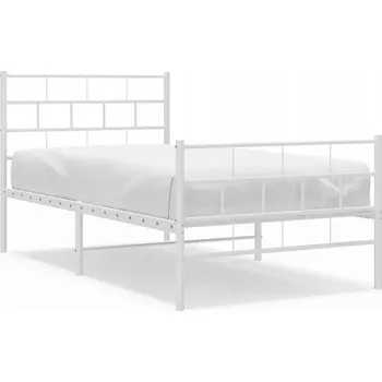 Postel Bílá kovová postel s čelem, 207 x 112 x 90 cm