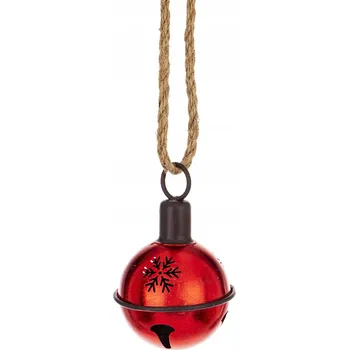 Vánoční dekorace ZVONEK ČERVENÝ KOVOVÝ ZÁVĚSNÝ 13x8,5x8,5CM