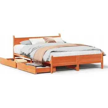 Postel Rám postele borovicový s čelem, voskovaná hnědá, 199 x 140 x 72 cm