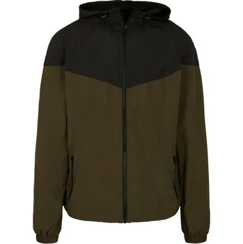 Build Your Brand Pánská dvoubarevná větrovka - Tmavě olivová / černá | 4XL