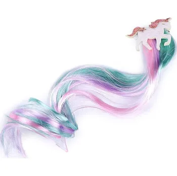 Pramínky vlasů se sponou jednorožec - 2 tyrkys růžová