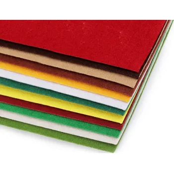 Látková dekorativní plsť / filc 20x30 cm balení 12 kusů - 7 mix