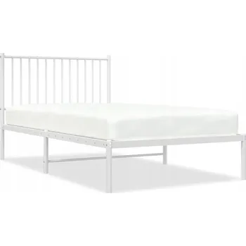 Postel Bílý rám postele z kovu 196 x 104,5 x 90,5 cm, s úložným prostorem