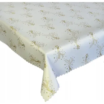 ubrus Oboustranný Vánoční Ubrus Odolný Skvrnám Sob Bílý Zlatý 160x320 cm