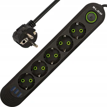 Napájecí kabel Prodlužovací Kabel lišta Blow 3 m, 5 ks, černá