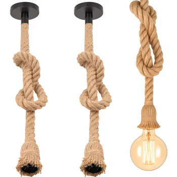 Stropní závěsné svítidlo s jutovým lanem LINA, patice E27, lustr loft BOHO x2