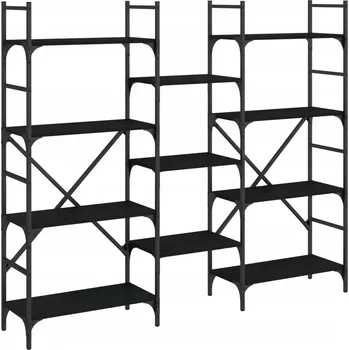 Knihovna Knihovna s otevřenými policemi, černá, 160 x 28,5 x 136,5 cm