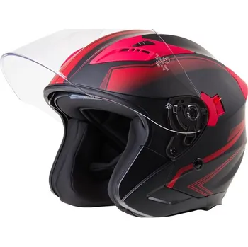 Helma na motorku Přilba RIDERO otevřená červená vel. XL