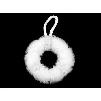 umělá květina Kožešinový věneček k zavěšení Ø11 cm Varianta: 1 bílá, Balení: 1 ks