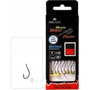 Rybářský háček Háčky na krmení, s návazcem, s protihrotem, Mikado METHOD FEEDER 8 ks