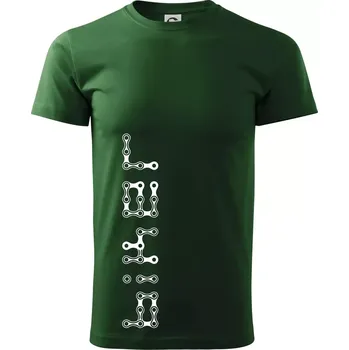 Pánské tričko Biker nápis na výšku řetěz - Triko extra velké (5-8XL) - 6XL ( Lahvově zelená )