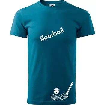 Pánská móda Floorball nápis šikmo - Klasické pánské triko vyšší gramáže - M ( Petrolejová )