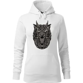 Dámská mikina DOBRÝ TRIKO Dámská mikina s potiskem Tygří hlava Velikost dámské mikiny: S, Barva: Bílá