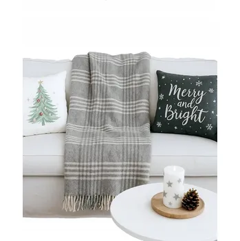 deka Vlněná deka zimní ŠEDÁ krémová 140x200 novozélandská vlna přírodní teplá