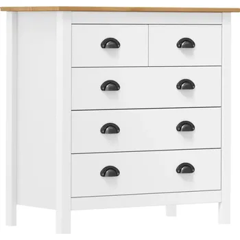 Komoda Komoda Hill z Masivního Borovicového Dřeva, Bílá a Medově Hnědá, 79x40x80 cm