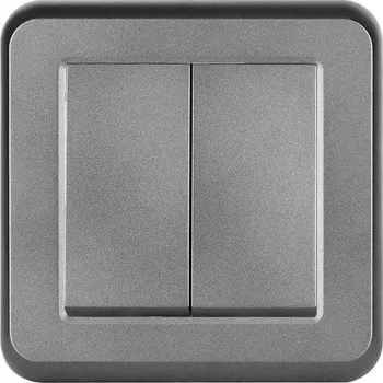 Elektrická zásuvka UNIC Dvojvypínač lustrový sériový č.5 v rámečku 82mm, plast šedý