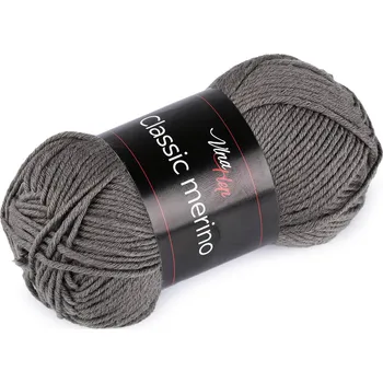 Příze Pletací příze Classic Merino 50 g, barva 9 (61029) šedá