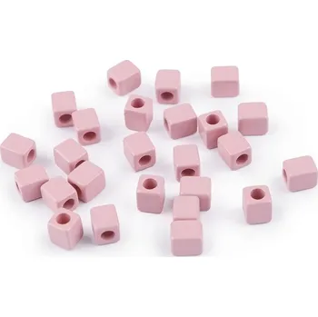 Korálek Plastové korálky kostka 6x6 mm 5 g - 2 pudrová