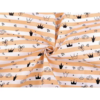 Bavlněná látka korunka METRÁŽ - 2 lososová