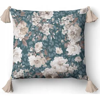 Povlak na dekorativní polštářek Dekorační povlak na polštář 45x45 cm, květinový, zelený