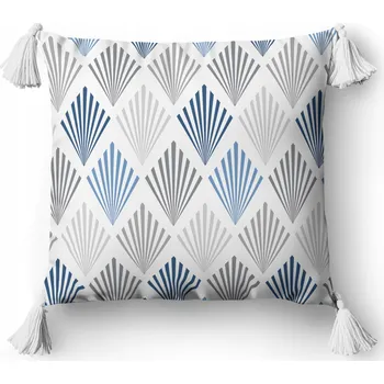Povlak na dekorativní polštářek Dekorační povlak na polštář 45x45 5403 B bílý šedý modrý ornamenty Panama 58
