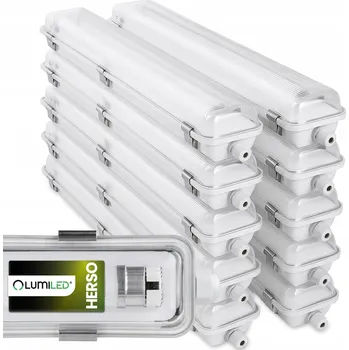 10x Vodotěsné LED svítidlo 60cm s plechovým krytem pro zářivky T8, vhodné do garáže