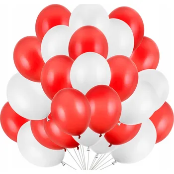 Balónek SET 100 kusů BALÓNKŮ balón ČERVENÝ bílý balónky ČERVENÉ BÍLÉ 25 CM