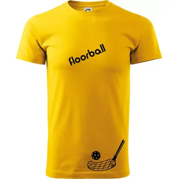 Pánské tričko Floorball nápis šikmo - Triko extra velké (5-8XL) - 7XL ( Žlutá )