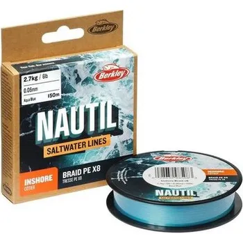 Berkley Šňůra Nautil Inshore Braidx8 Aqua Blue 150m - 0,30mm 18,1kg
