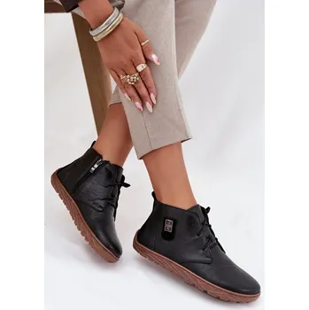 Dámské polobotky Kožené dámské polobotky Barefoot s ozdobným detailem Zazoo 30072 Barva: Černá, Velikost: 36