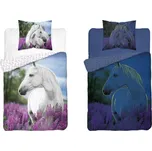 Povlečení Bílý Kůň v levanduli svítící bavlněné 140/200, 70/80 cm