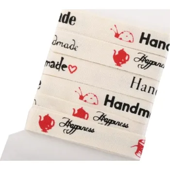 Bavlněná stuha šíře 10 mm Hand made - režná světlá