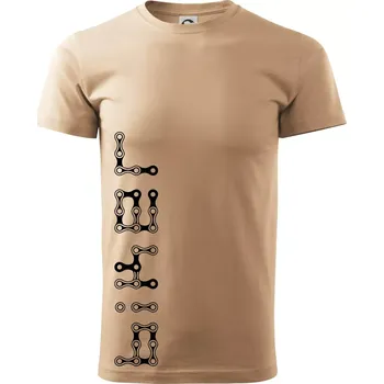 Pánské tričko Biker nápis na výšku řetěz - Klasické pánské triko vyšší gramáže - XL ( Písková )