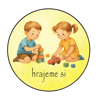 magnetka pro dítě Magnetka pro děti – Hrajeme si, ručně malovaná, 37 mm