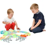 Svítící Dráha ve Tmě - 192 Dílků - Stavebnice s Autíčkem a LED Světlem